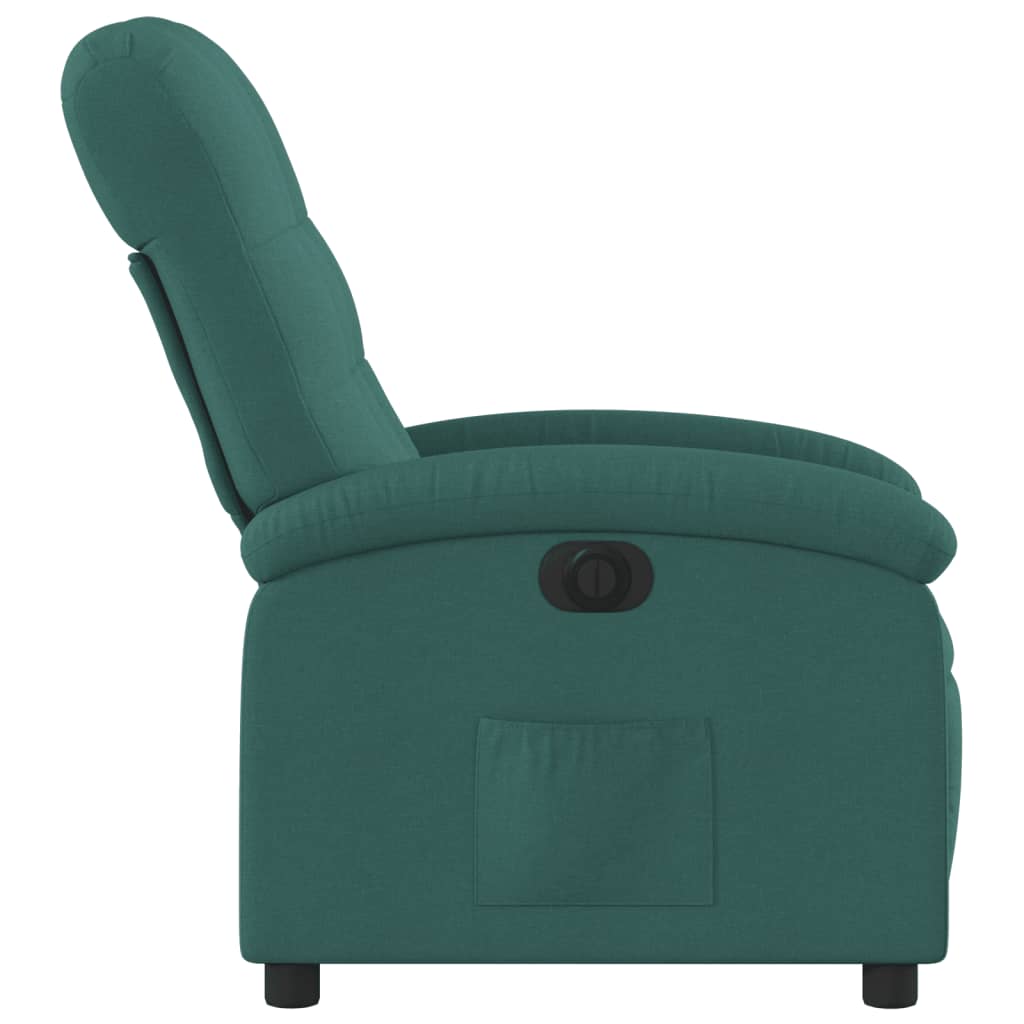 Fotoliu rabatabil electric, verde închis, material textil