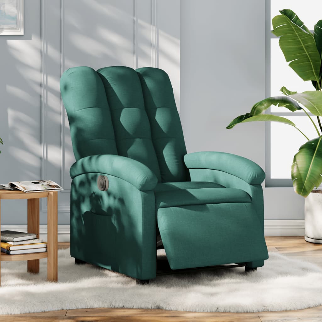 Fotoliu rabatabil electric, verde închis, material textil