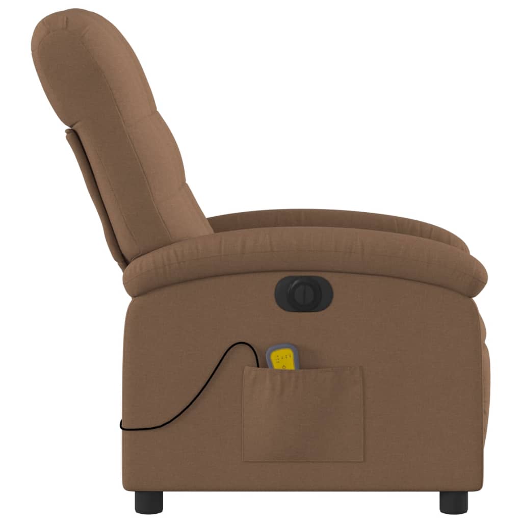 Fotoliu electric de masaj rabatabil, maro, textil