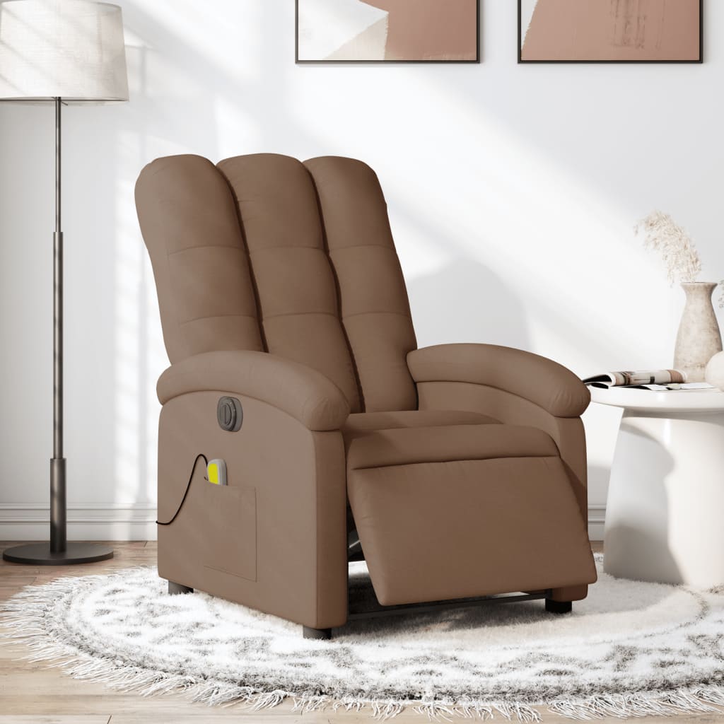 Fotoliu electric de masaj rabatabil, maro, textil