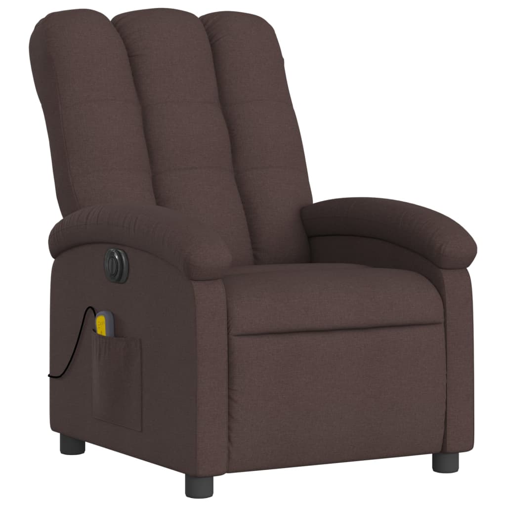 Fotoliu electric de masaj rabatabil, maro închis, textil