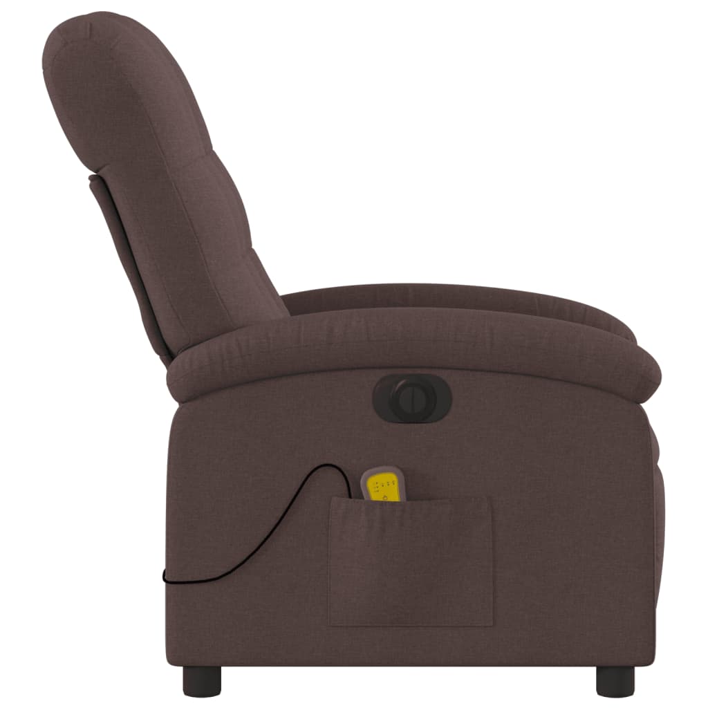 Fotoliu electric de masaj rabatabil, maro închis, textil