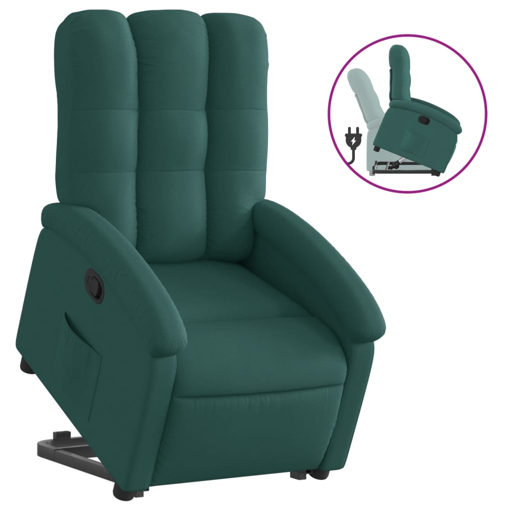 Fotoliu rabatabil ridicare pe verticală, verde închis, textil