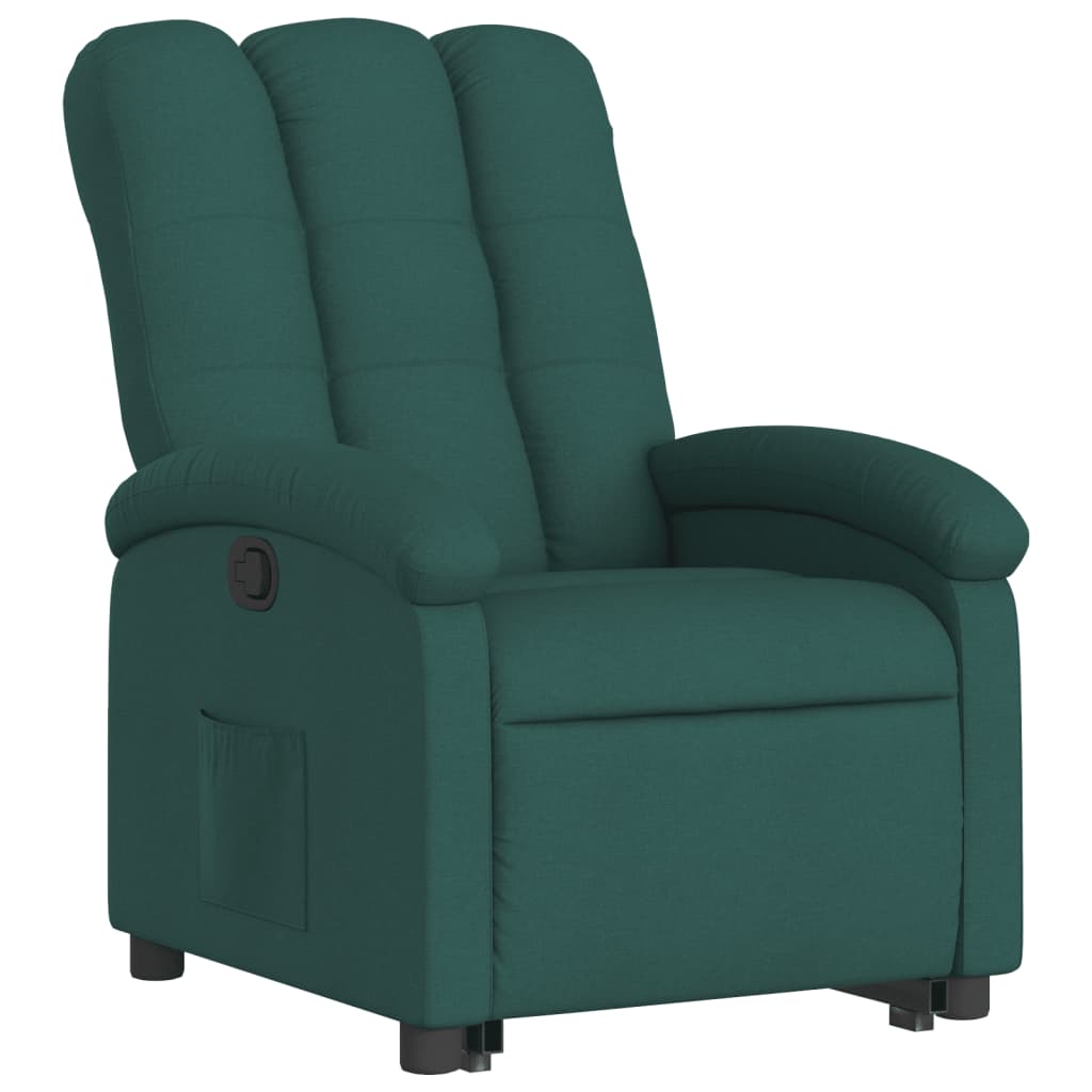 Fotoliu rabatabil ridicare pe verticală, verde închis, textil