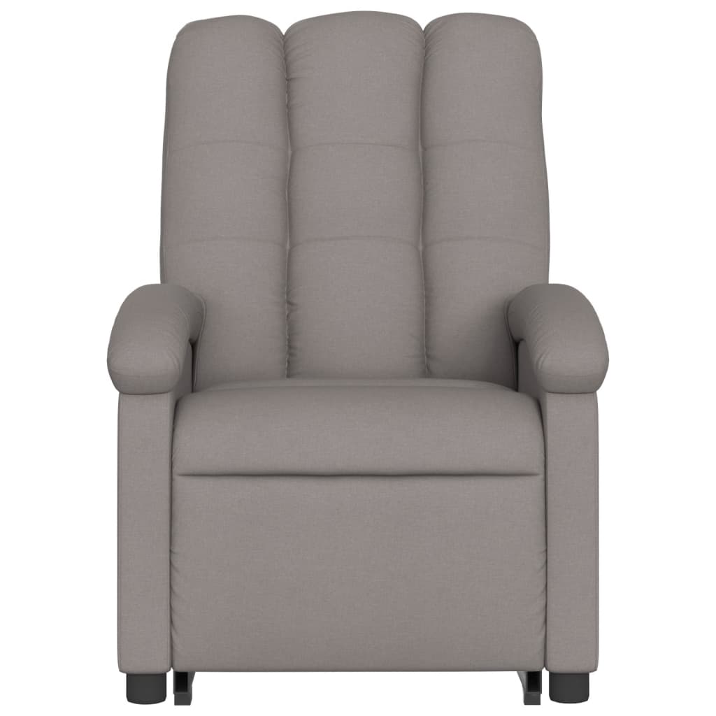 Fotoliu rabatabil cu ridicare pe verticală, gri taupe, textil