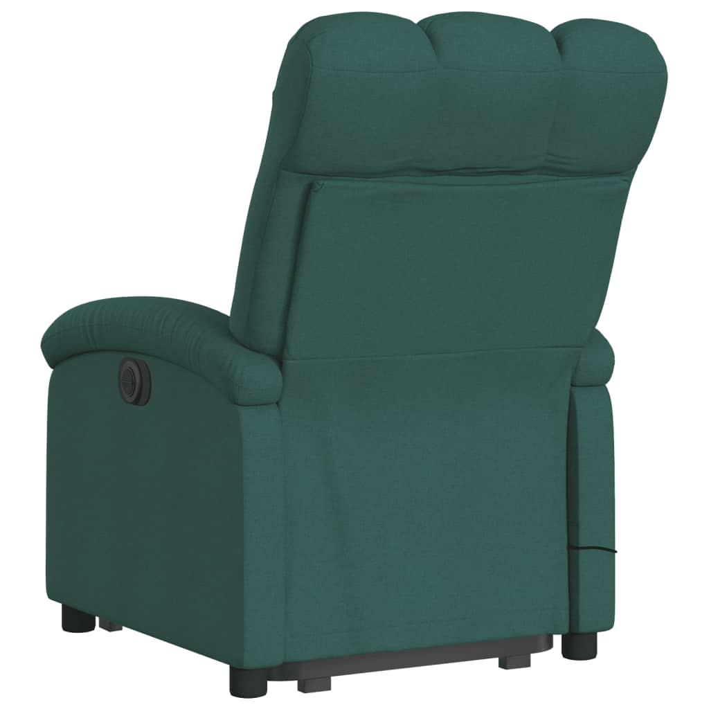 Fotoliu rabatabil de masaj, cu ridicare, verde închis, textil
