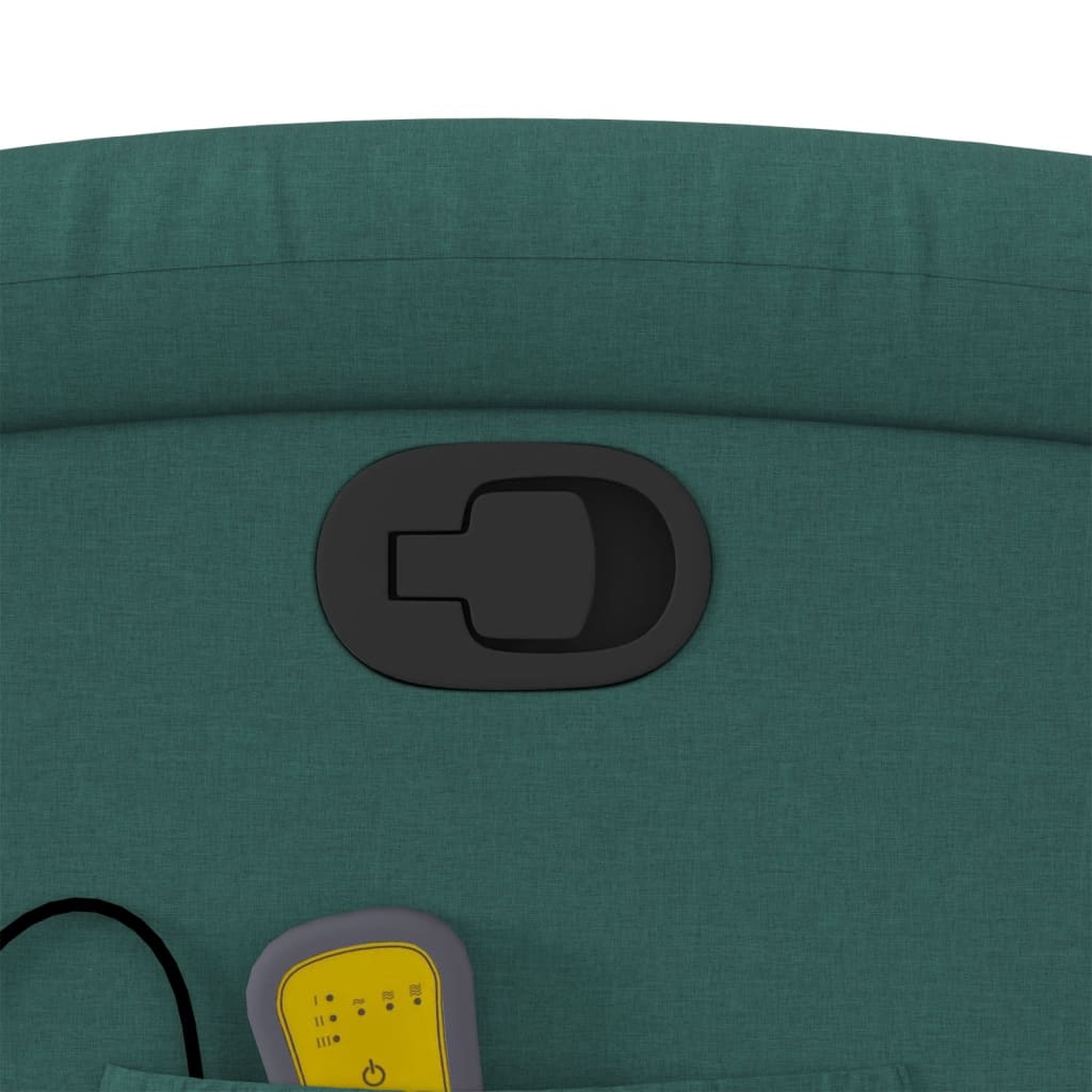 Fotoliu rabatabil de masaj, cu ridicare, verde închis, textil