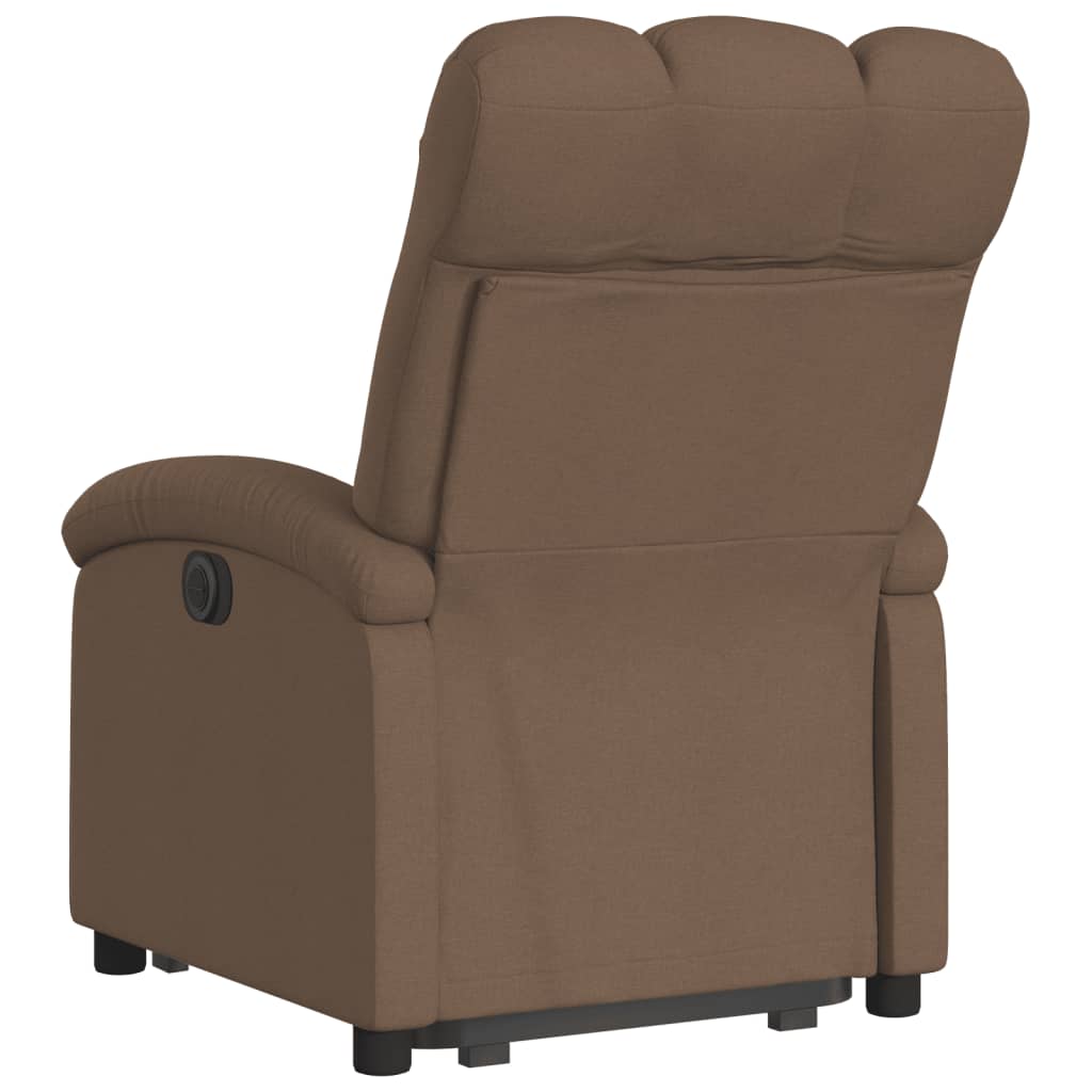 Fotoliu electric rabatabil cu ridicare, maro, textil