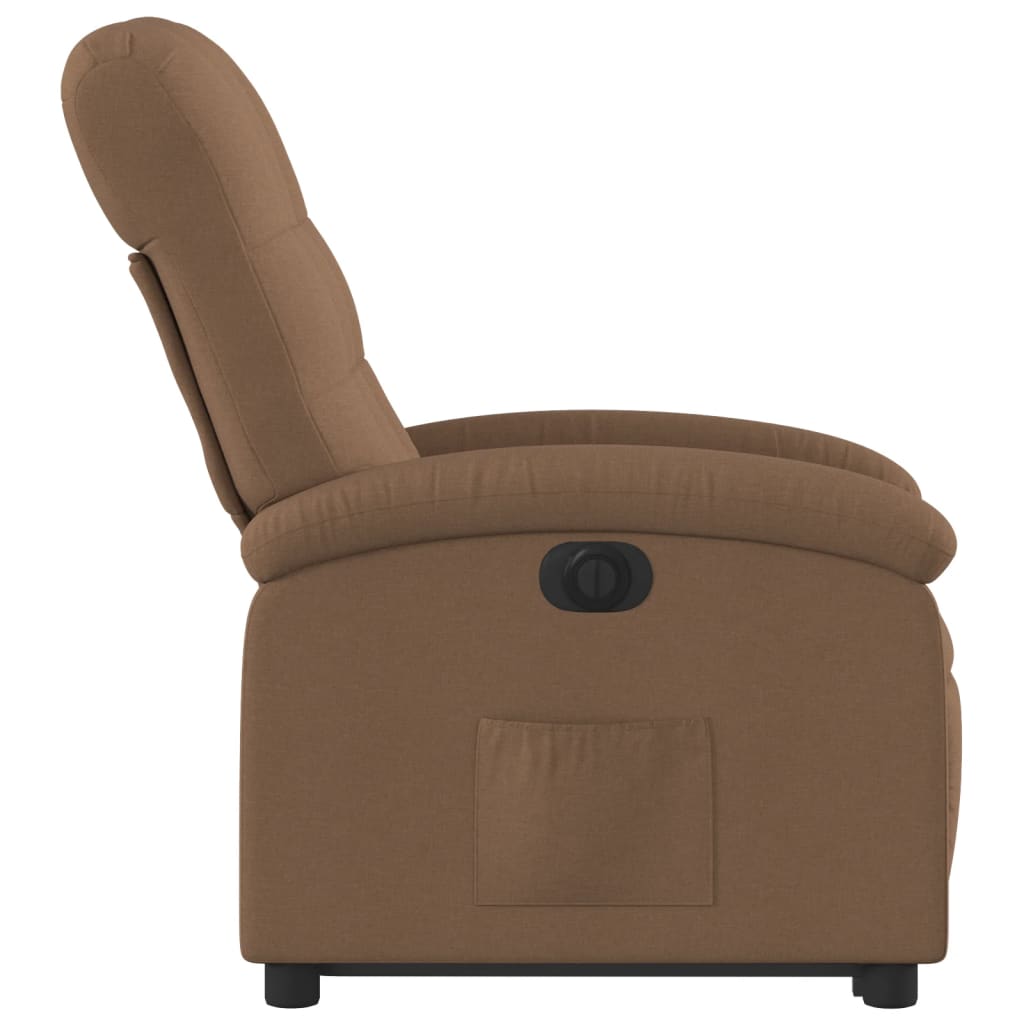 Fotoliu electric rabatabil cu ridicare, maro, textil