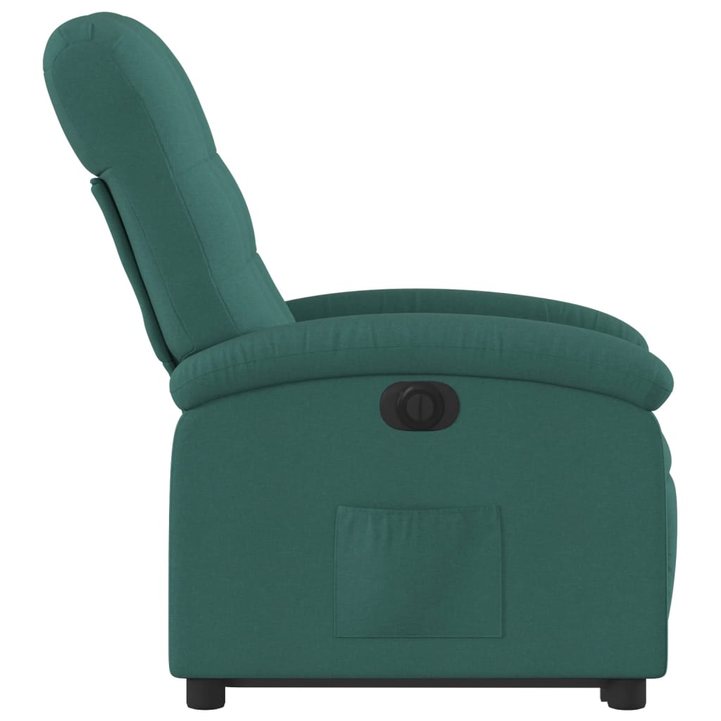 Fotoliu electric rabatabil cu ridicare, verde închis, textil