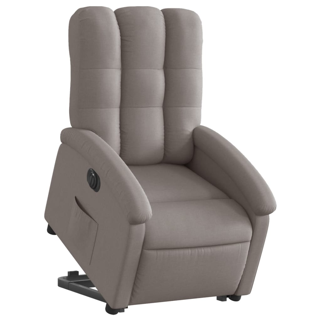 Fotoliu electric rabatabil cu ridicare, gri taupe, textil