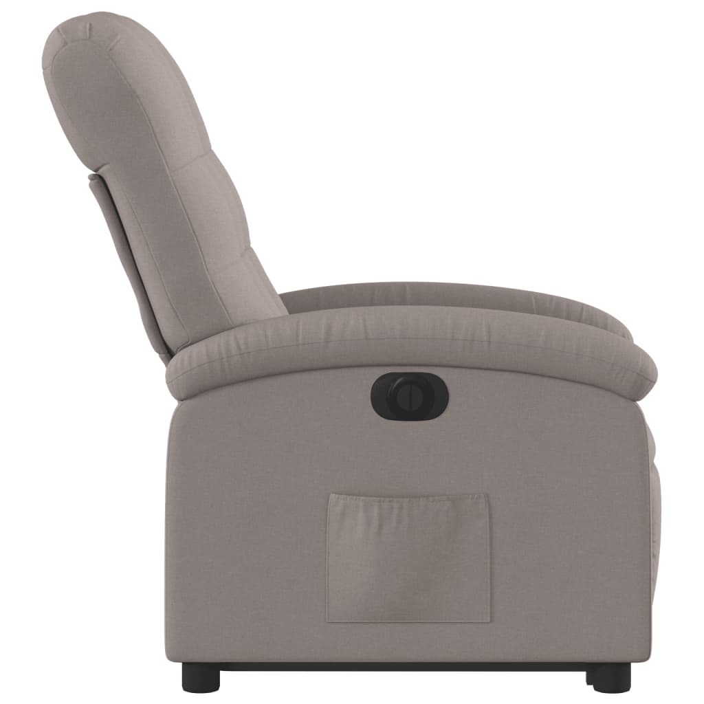 Fotoliu electric rabatabil cu ridicare, gri taupe, textil