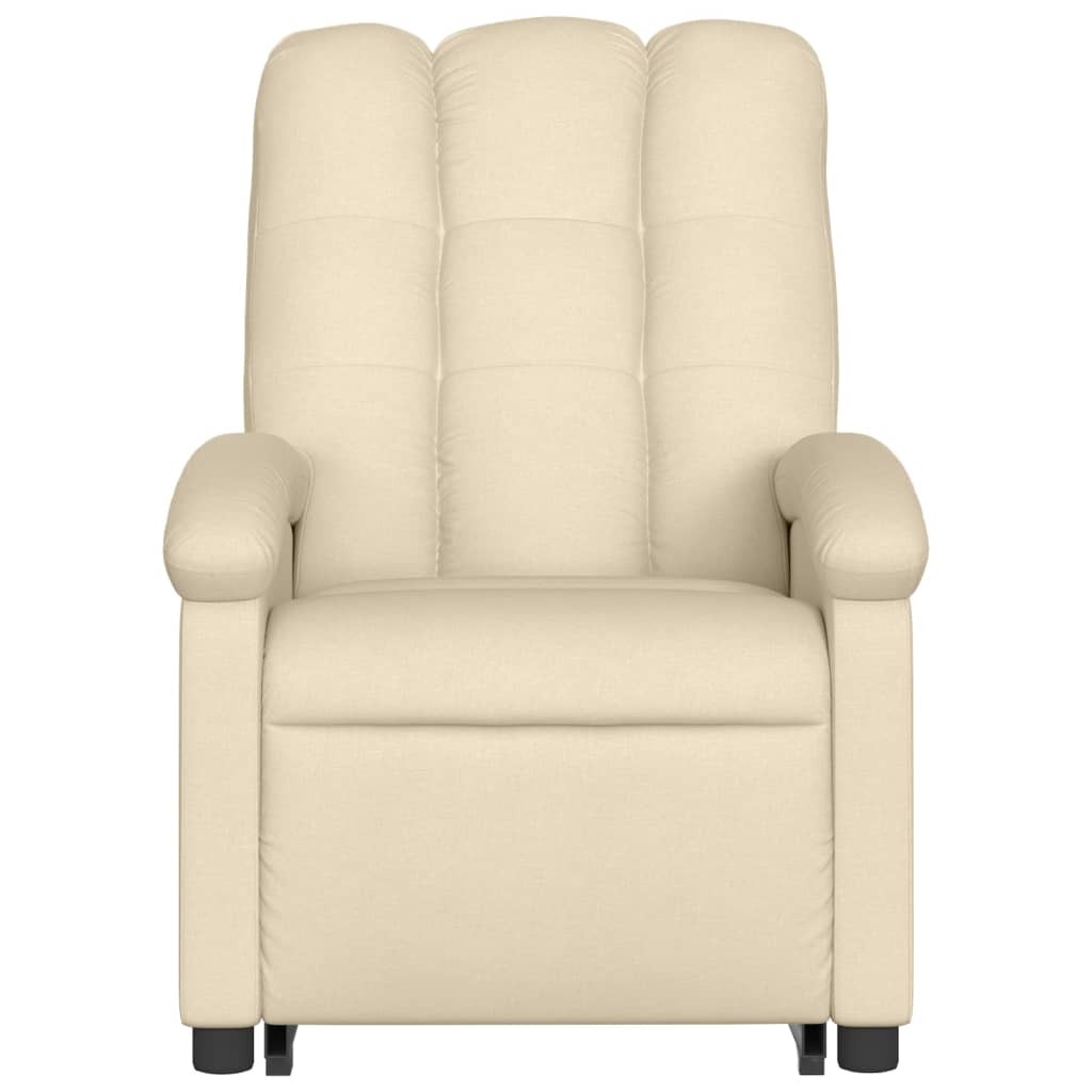 Fotoliu electric rabatabil cu ridicare, crem, textil