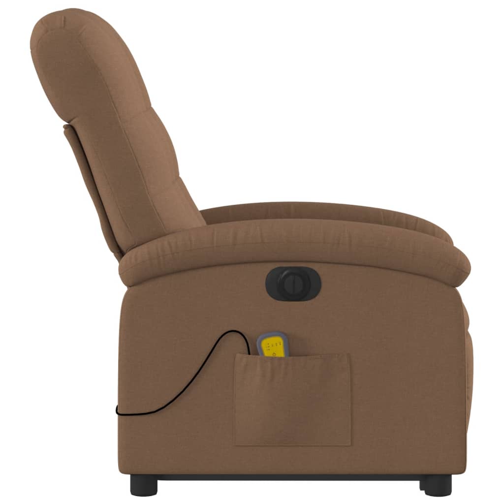 Fotoliu electric de masaj rabatabil cu ridicare, maro, textil
