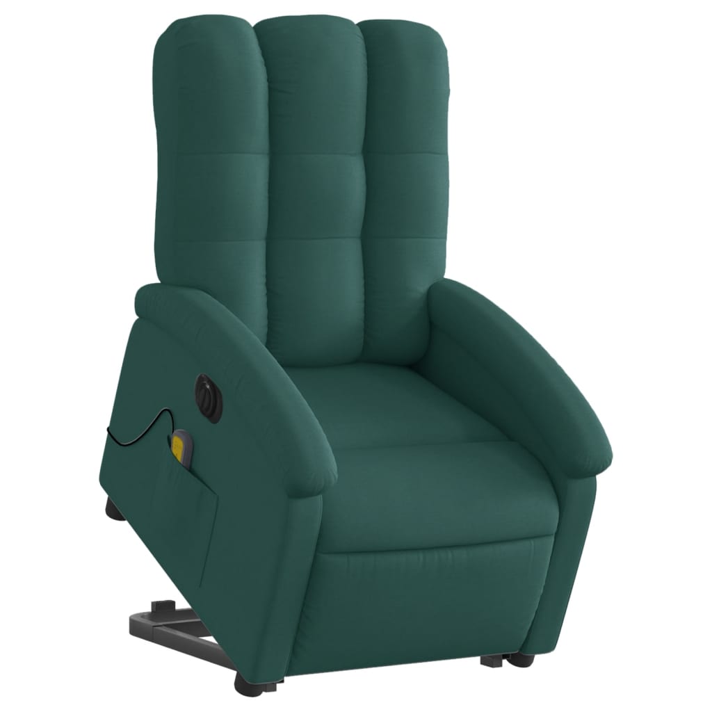 Fotoliu electric masaj rabatabil / ridicare verde închis textil