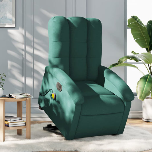 Fotoliu electric masaj rabatabil / ridicare verde închis textil