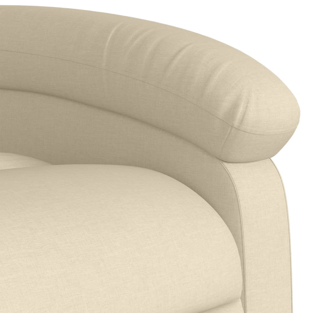 Fotoliu electric de masaj rabatabil cu ridicare, crem, textil