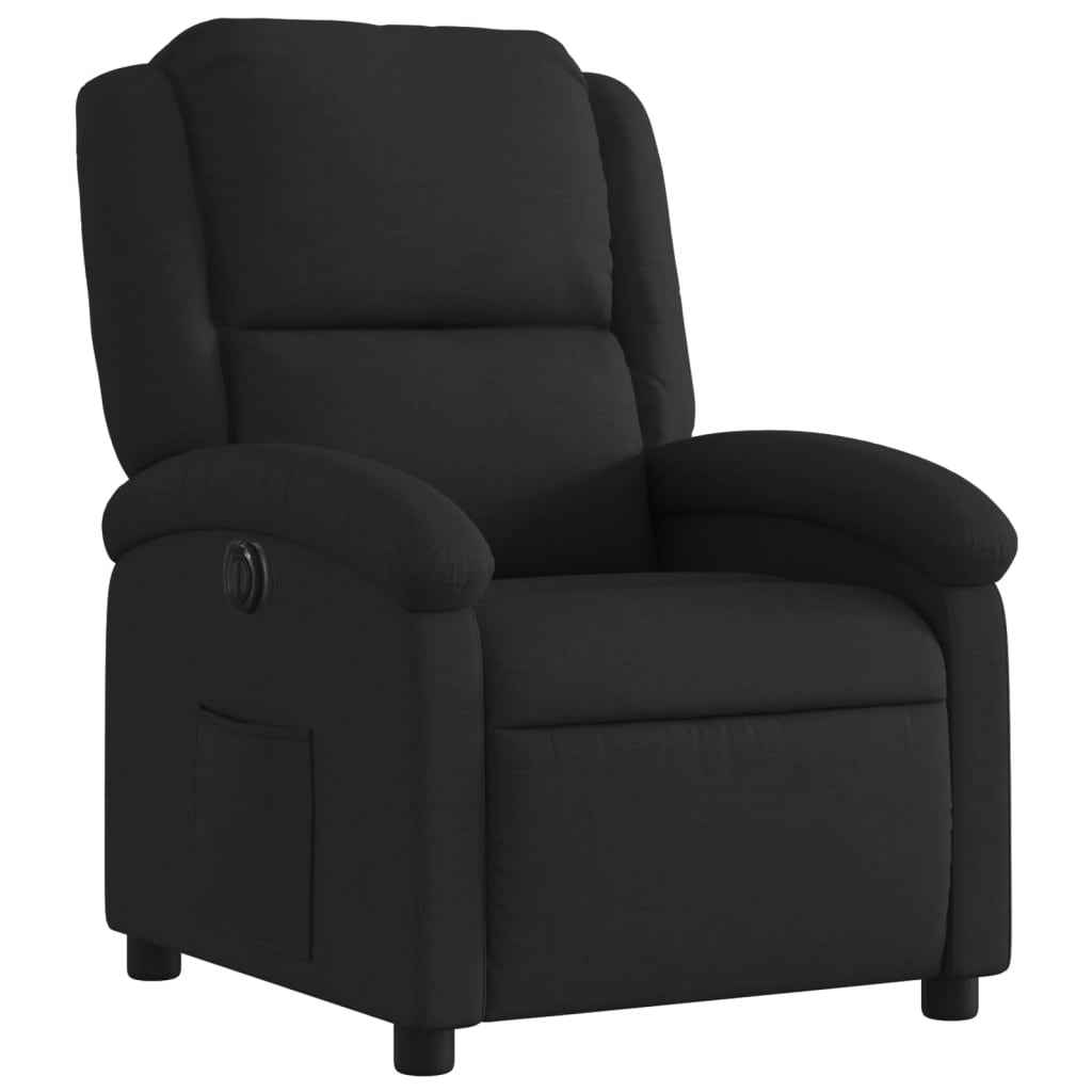 Fotoliu rabatabil electric, negru, material textil