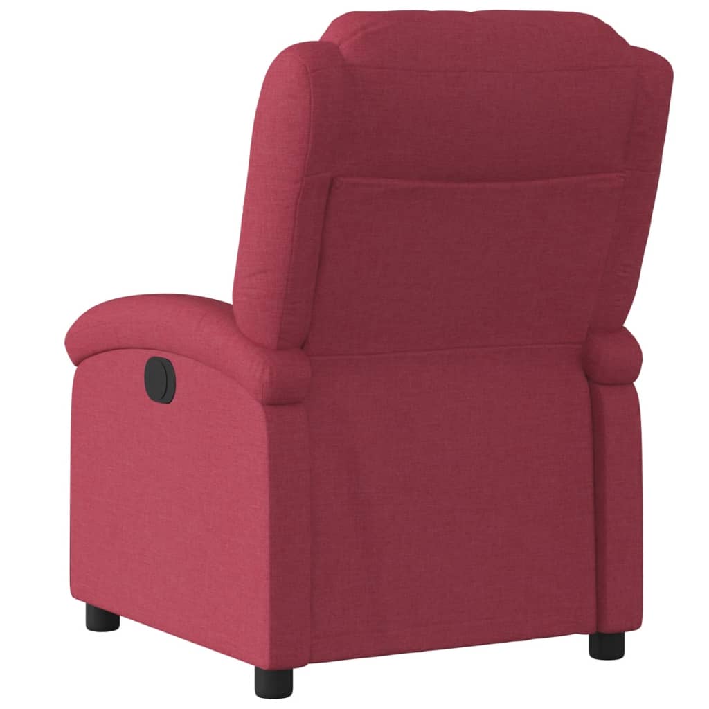 Fotoliu rabatabil electric, roșu vin, material textil