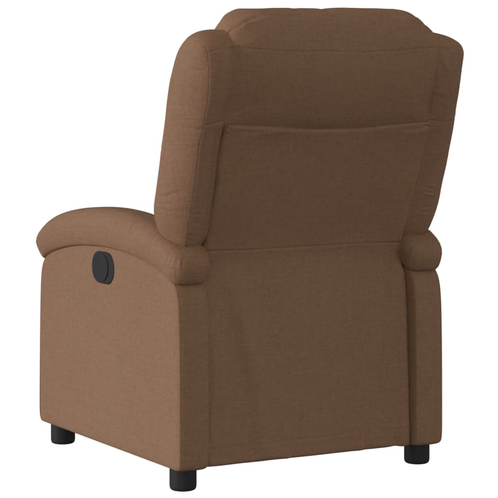 Fotoliu rabatabil electric, maro, material textil