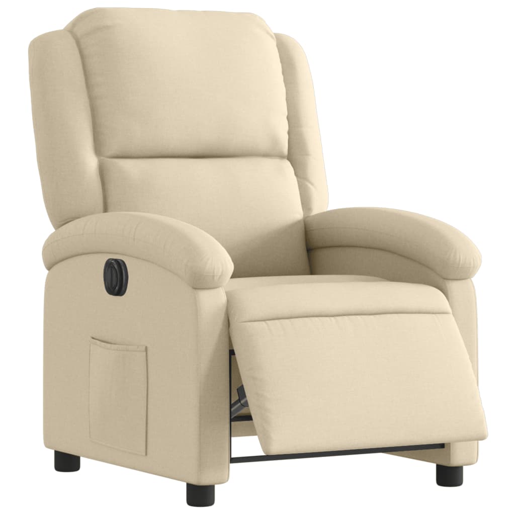 Fotoliu rabatabil electric, crem, material textil