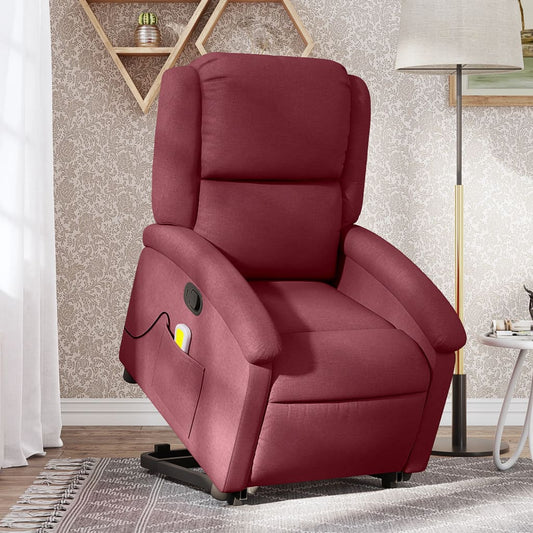 Fotoliu rabatabil cu ridicare, roșu vin, material textil