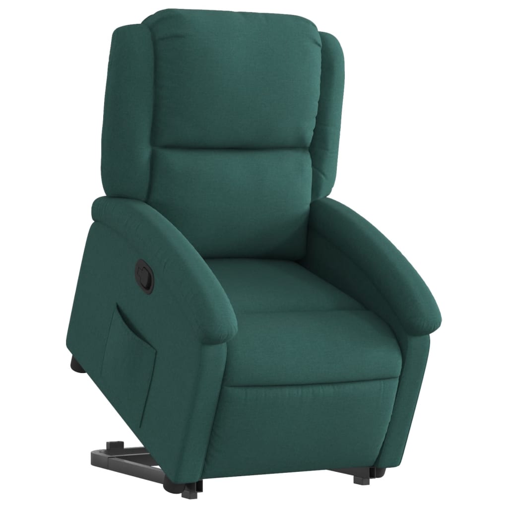 Fotoliu rabatabil ridicare pe verticală, verde închis, textil