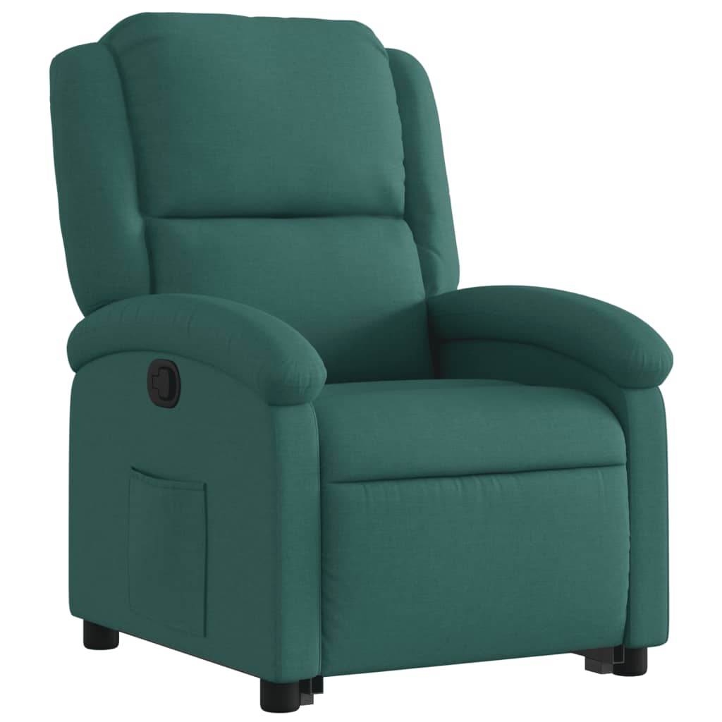 Fotoliu rabatabil ridicare pe verticală, verde închis, textil