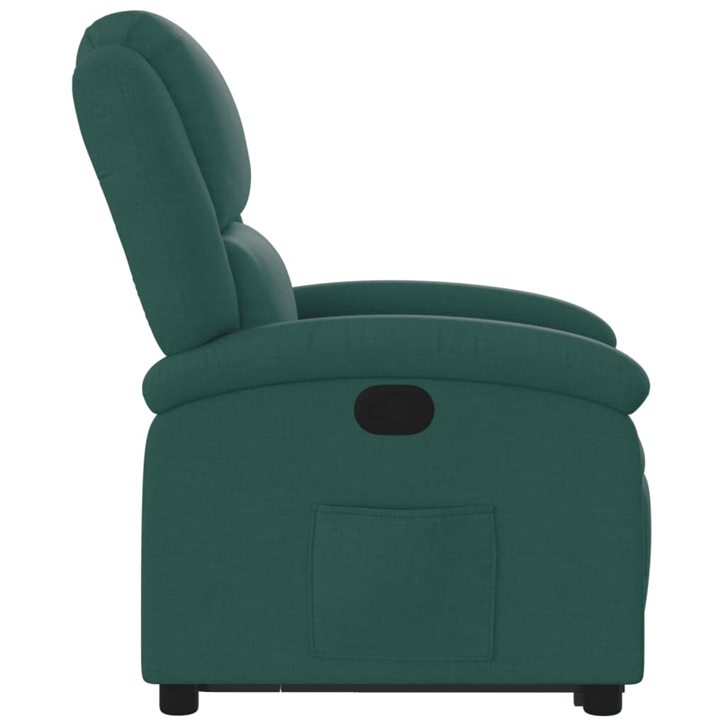 Fotoliu rabatabil ridicare pe verticală, verde închis, textil