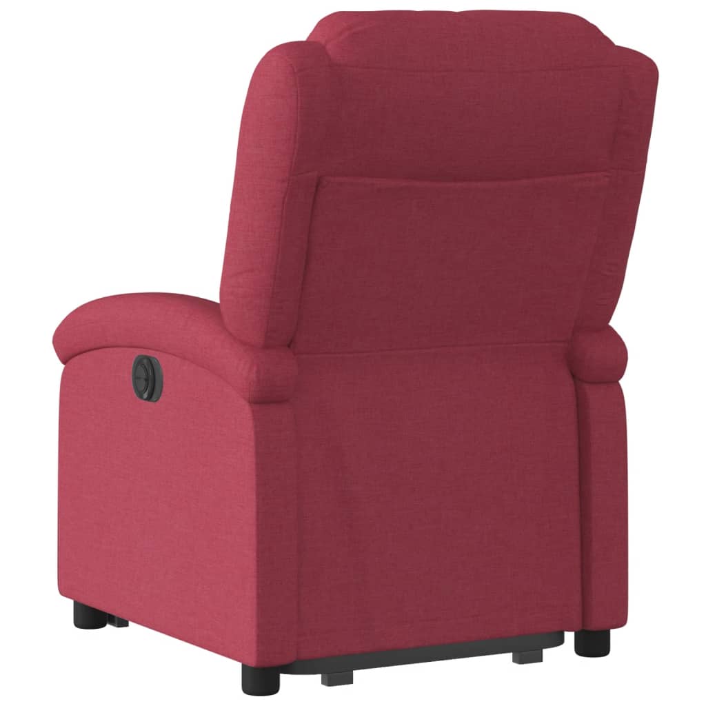 Fotoliu electric rabatabil cu ridicare, roșu vin, textil