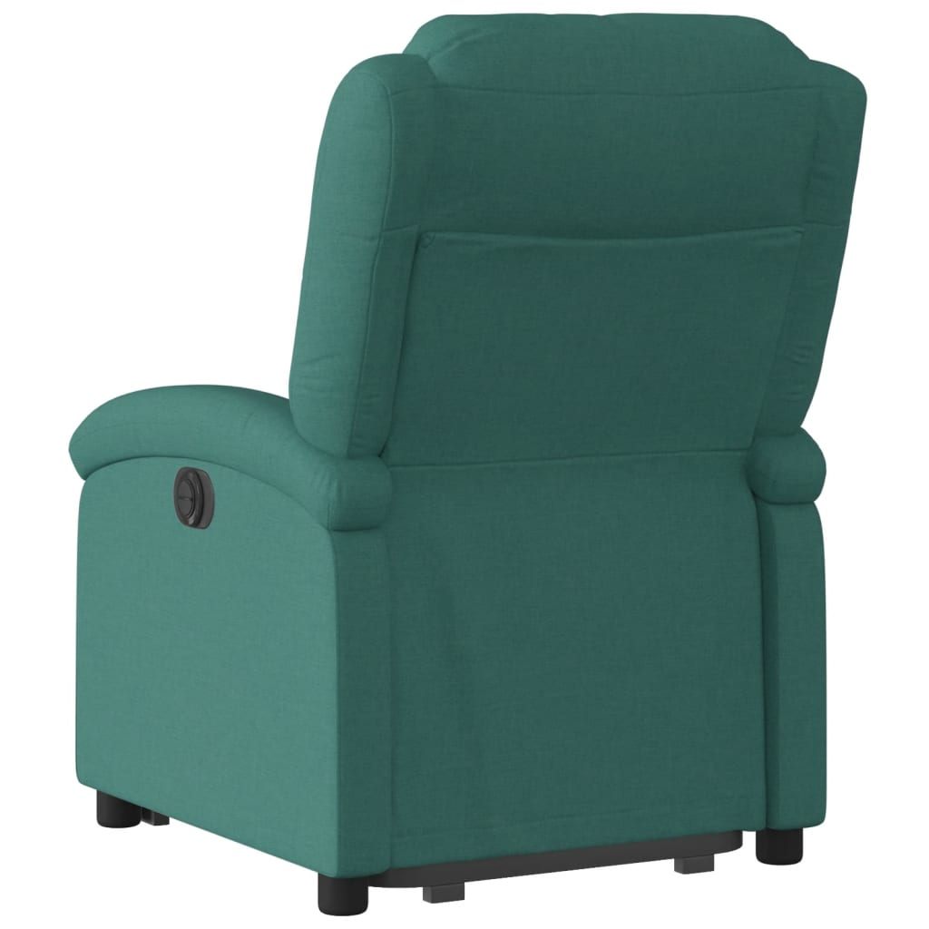Fotoliu electric rabatabil cu ridicare, verde închis, textil