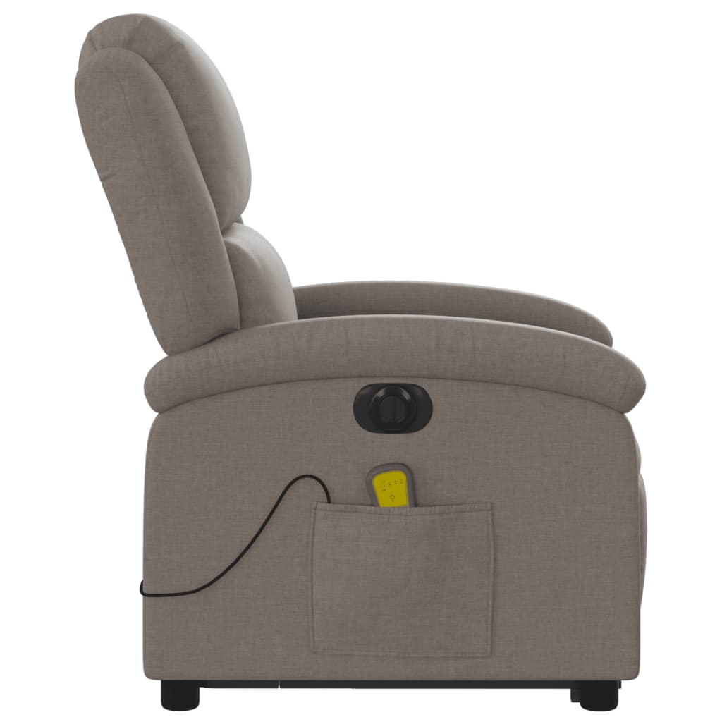 Fotoliu electric masaj rabatabil cu ridicare, gri taupe, textil