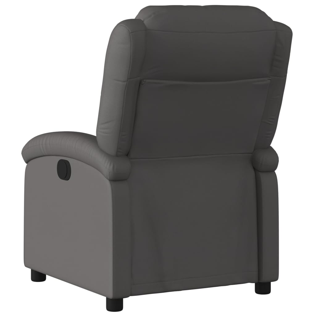 Fotoliu rabatabil electric, gri, piele naturală