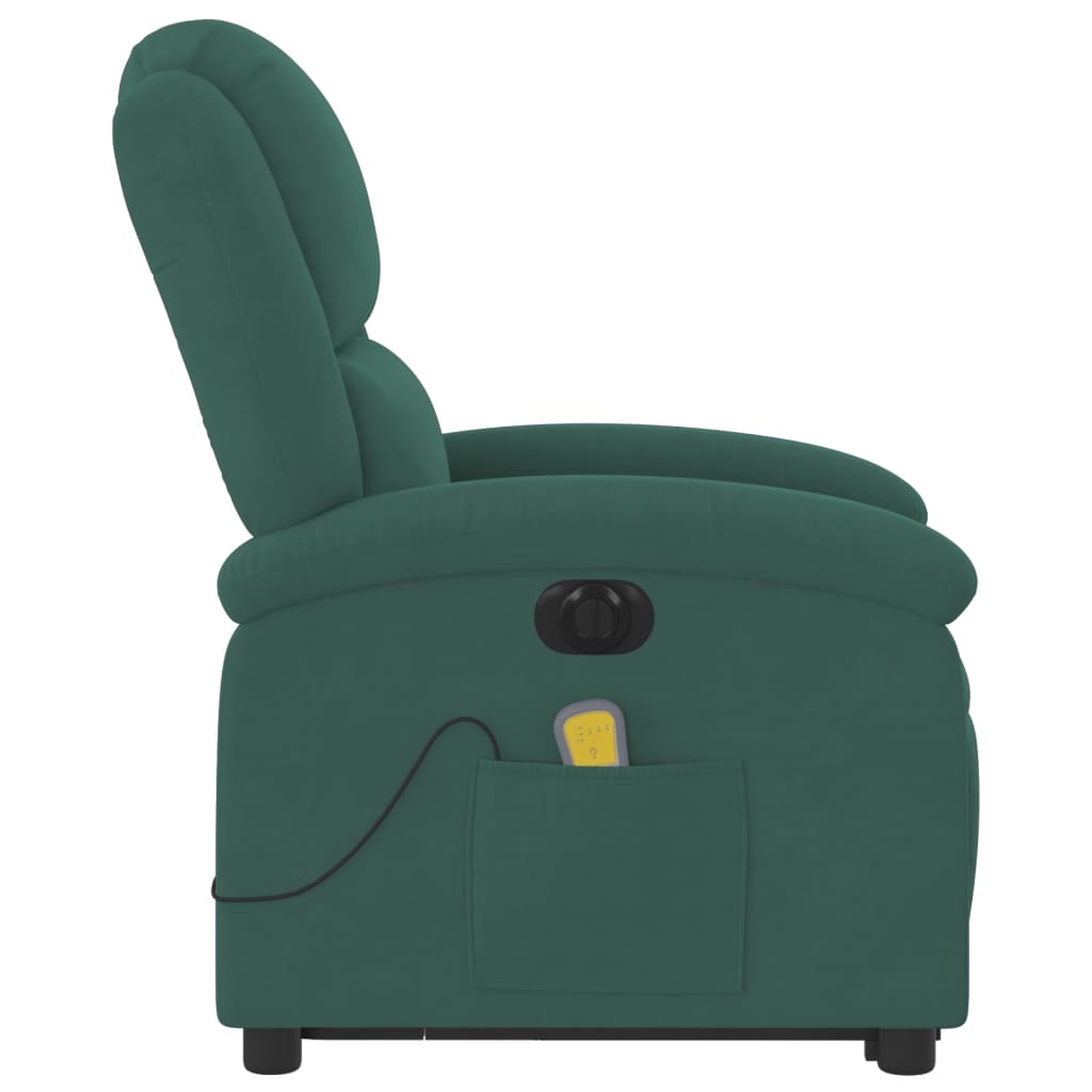 Fotoliu electric masaj rabatabil/ridicare verde închis catifea