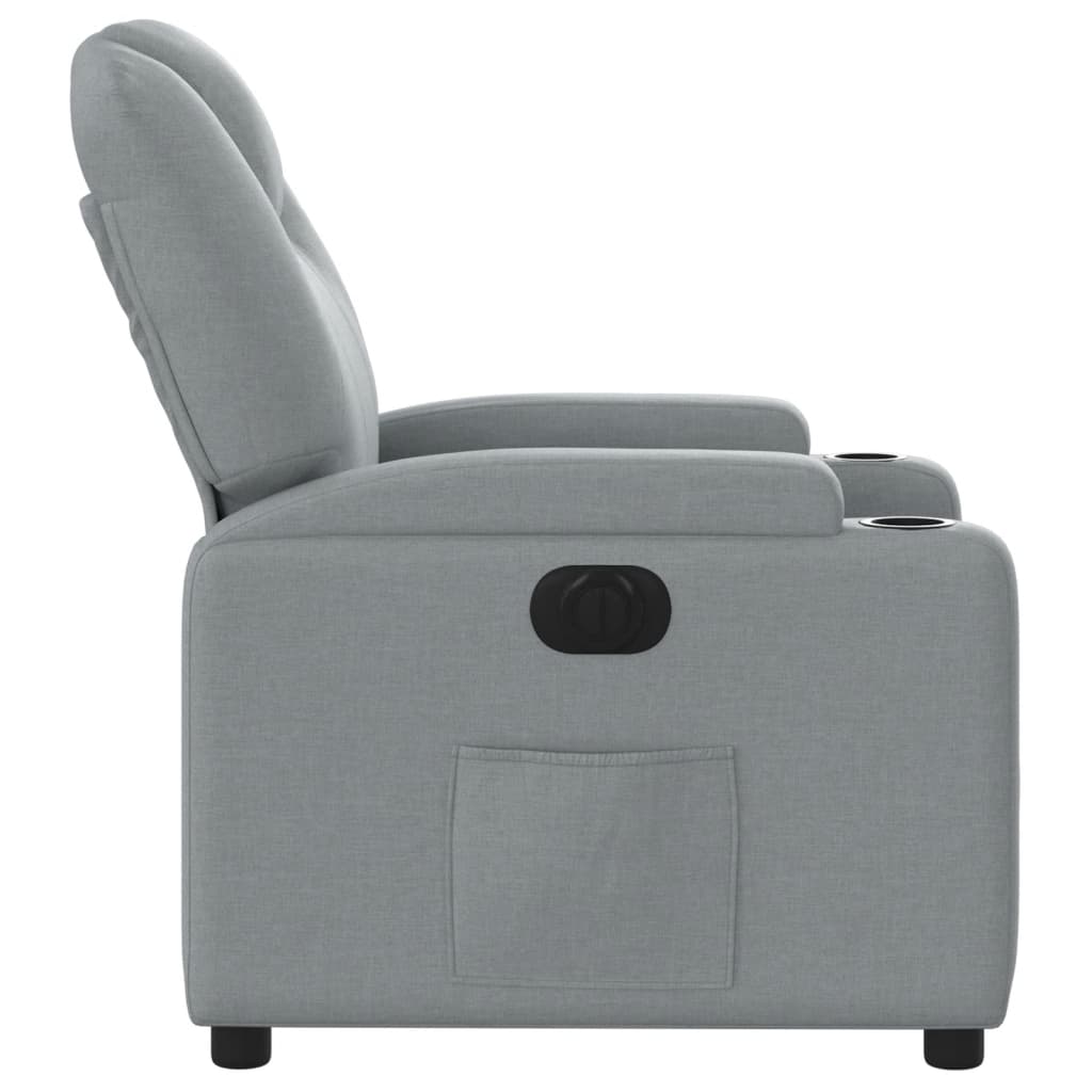 Fotoliu rabatabil electric, gri deschis, textil