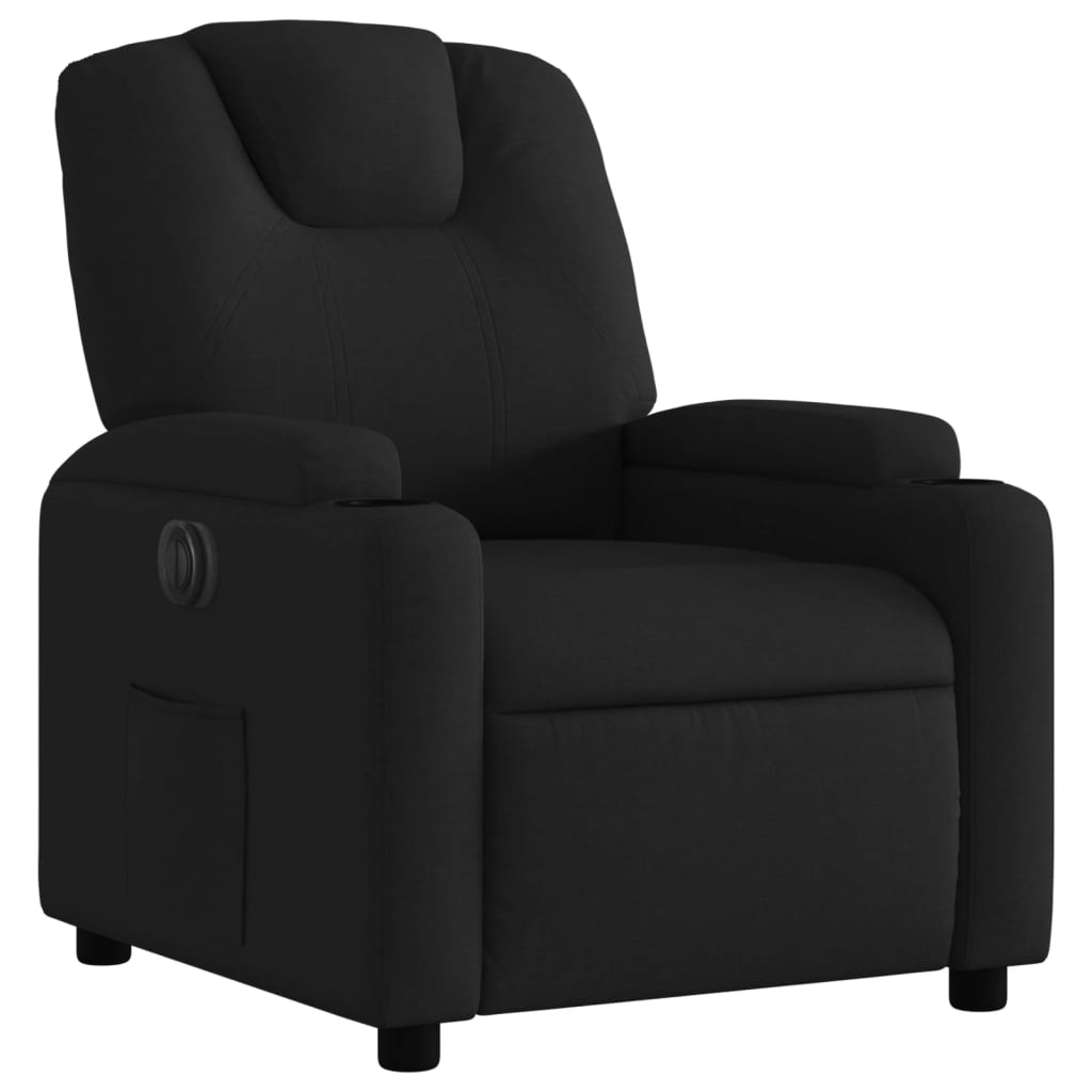 Fotoliu rabatabil electric, negru, material textil