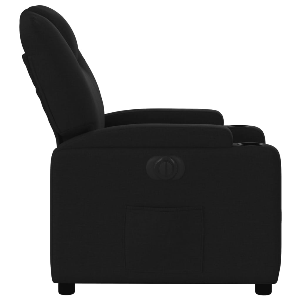 Fotoliu rabatabil electric, negru, material textil
