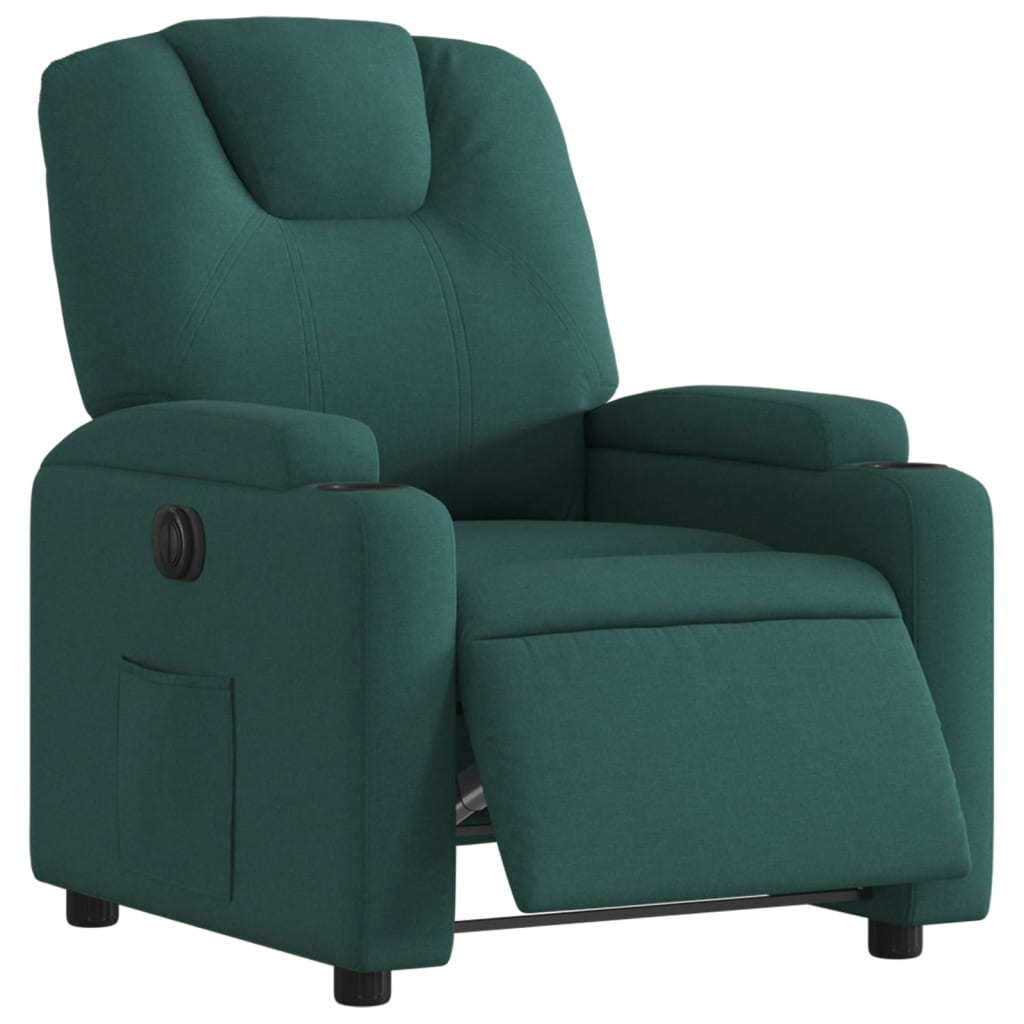 Fotoliu rabatabil electric, verde închis, material textil