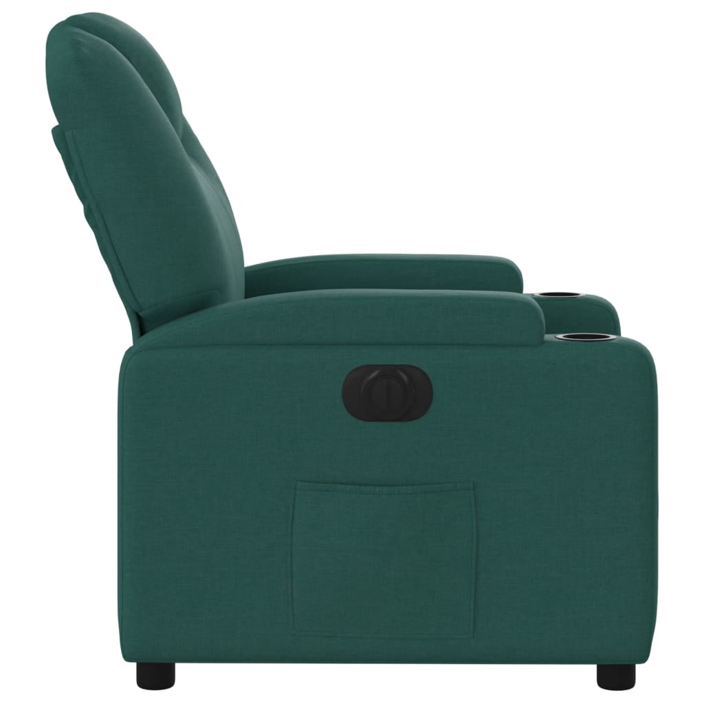 Fotoliu rabatabil electric, verde închis, material textil