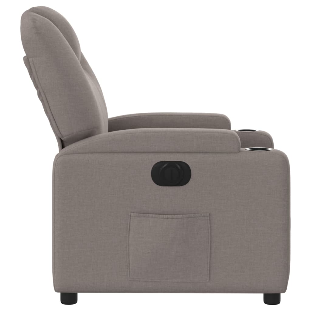 Fotoliu rabatabil electric, gri taupe, material textil