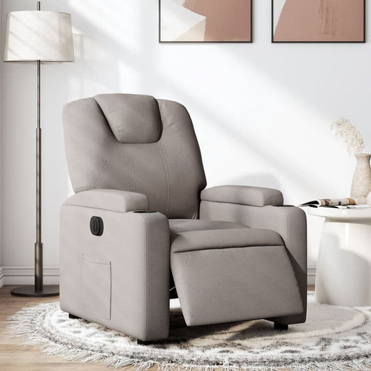 Fotoliu rabatabil electric, gri taupe, material textil