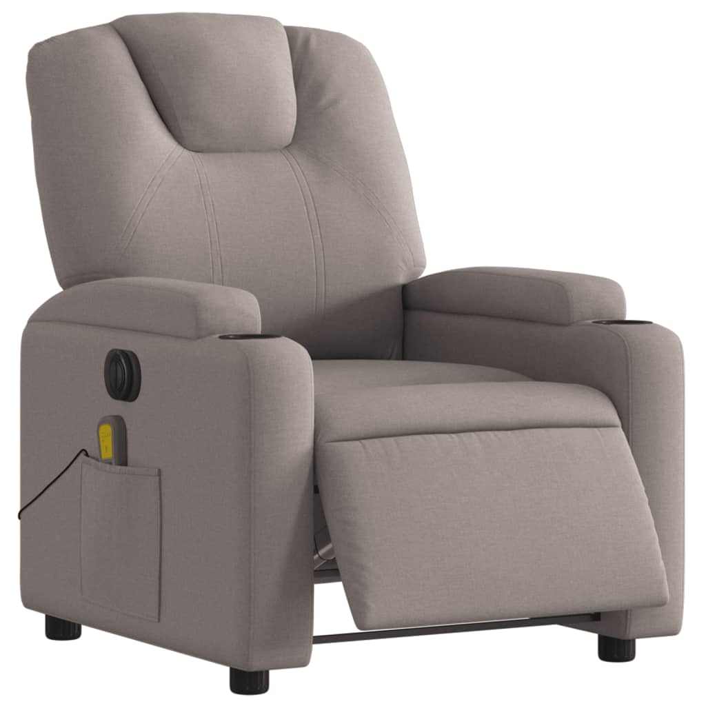 Fotoliu electric de masaj rabatabil, gri taupe, textil