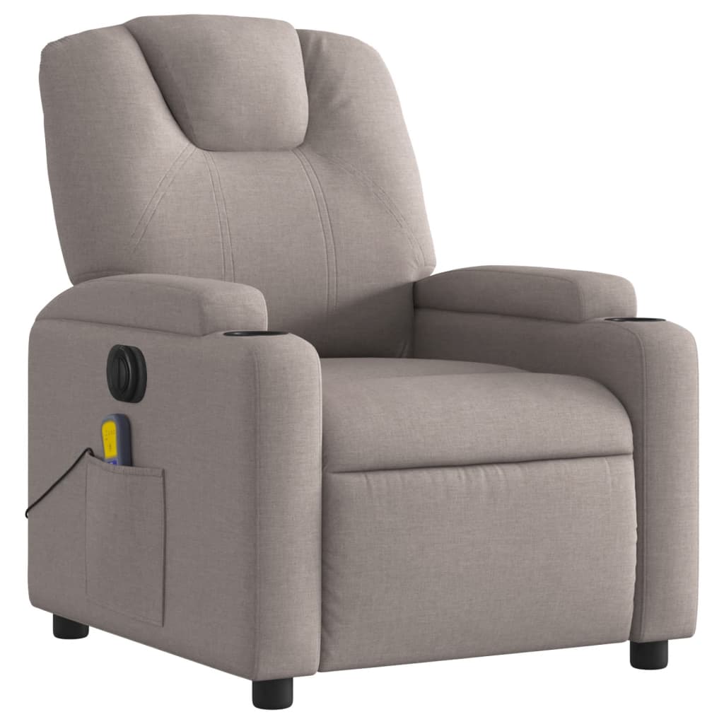 Fotoliu electric de masaj rabatabil, gri taupe, textil