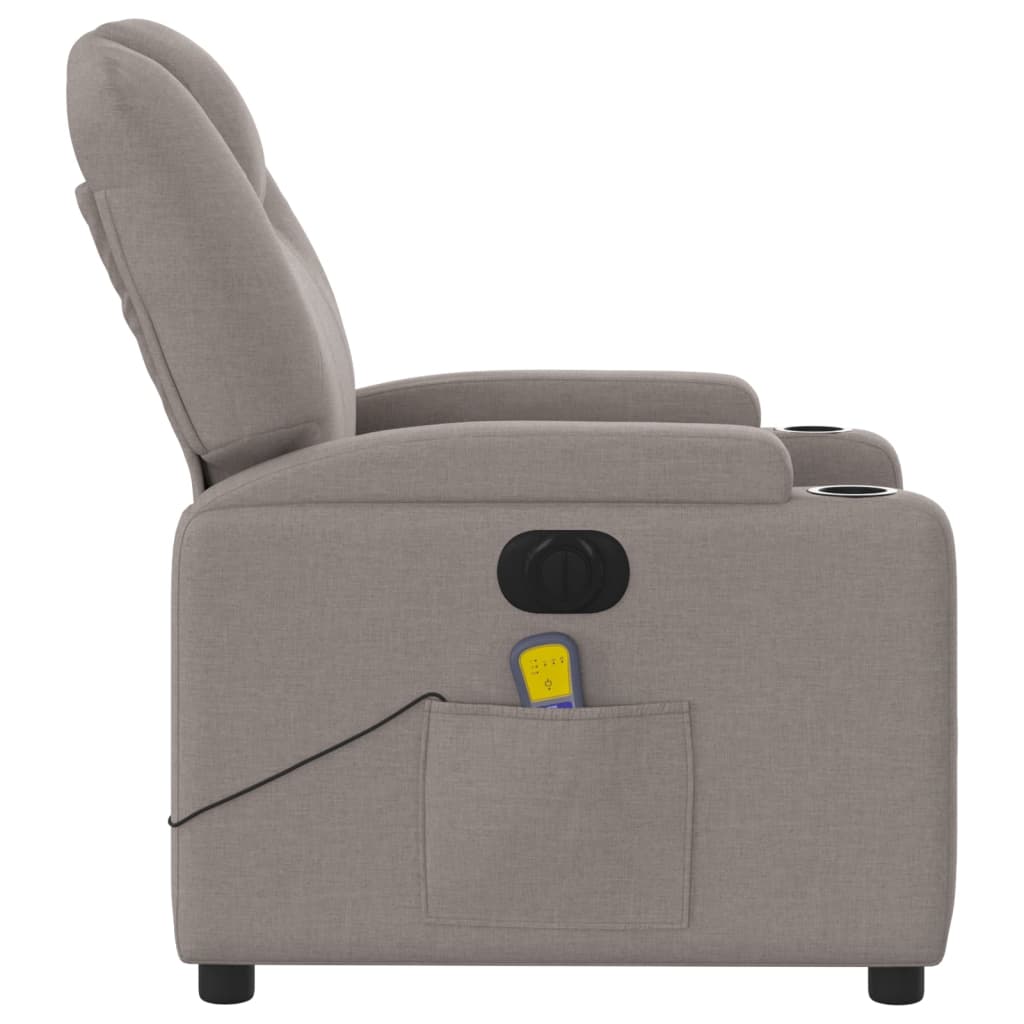 Fotoliu electric de masaj rabatabil, gri taupe, textil
