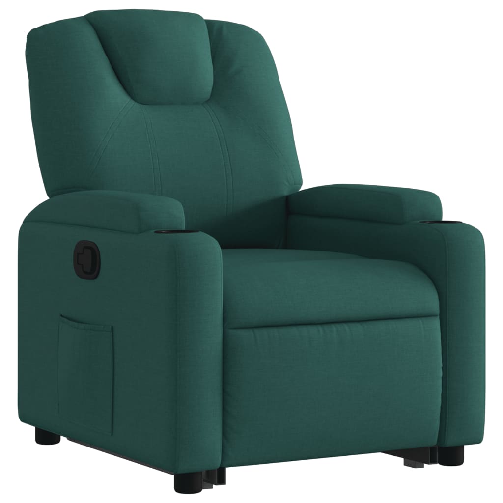 Fotoliu rabatabil ridicare pe verticală, verde închis, textil