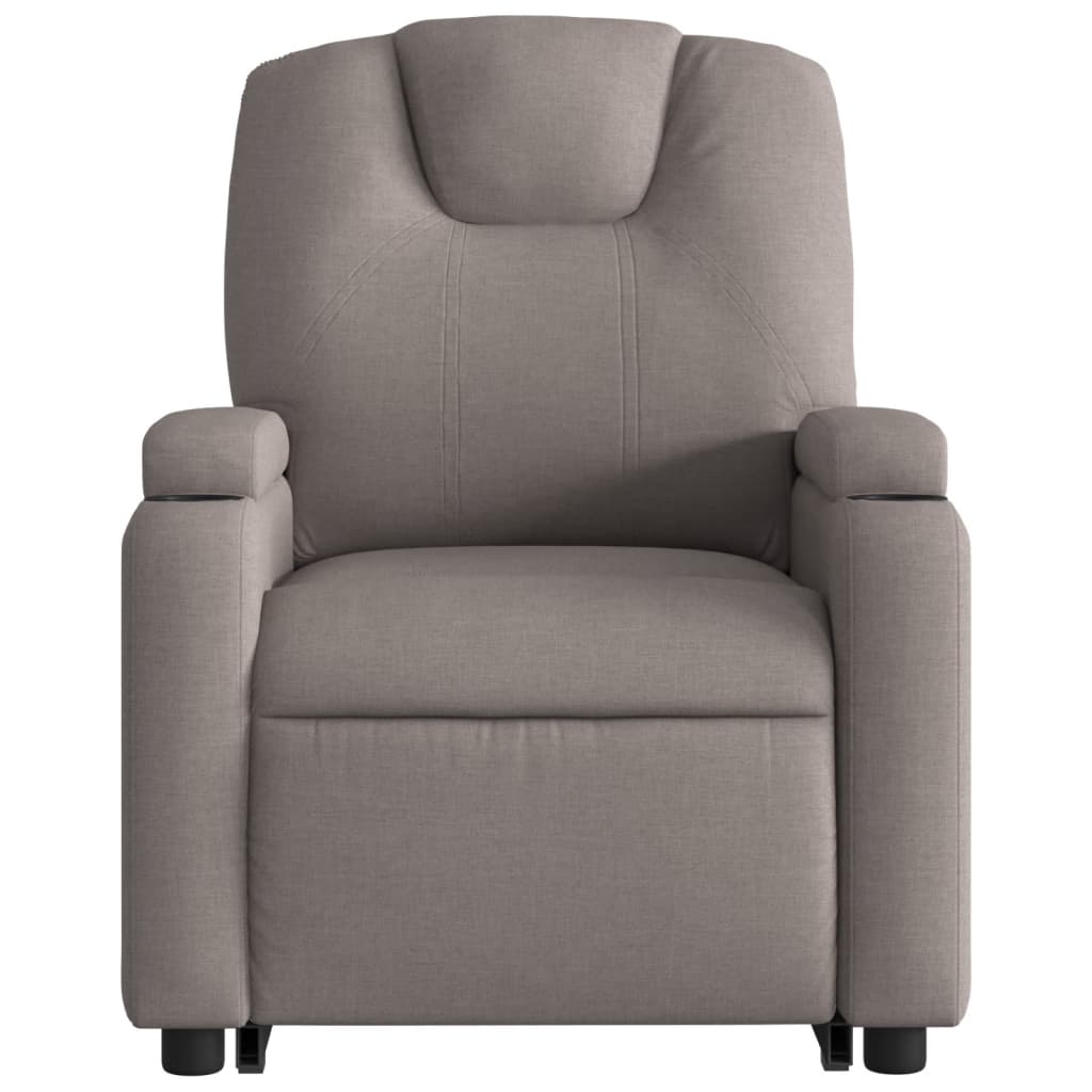 Fotoliu rabatabil cu ridicare pe verticală, gri taupe, textil