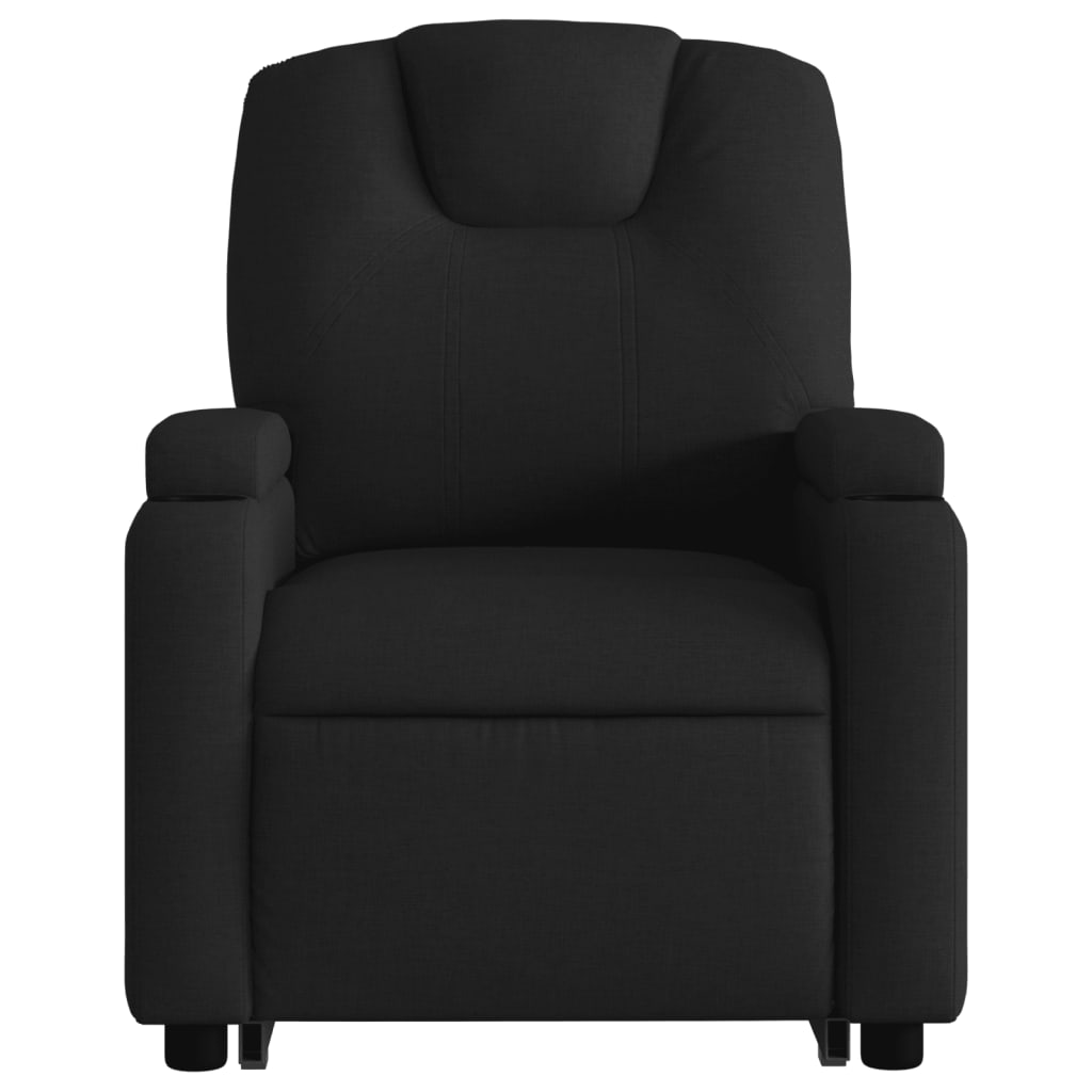 Fotoliu rabatabil de masaj, cu ridicare, negru, material textil