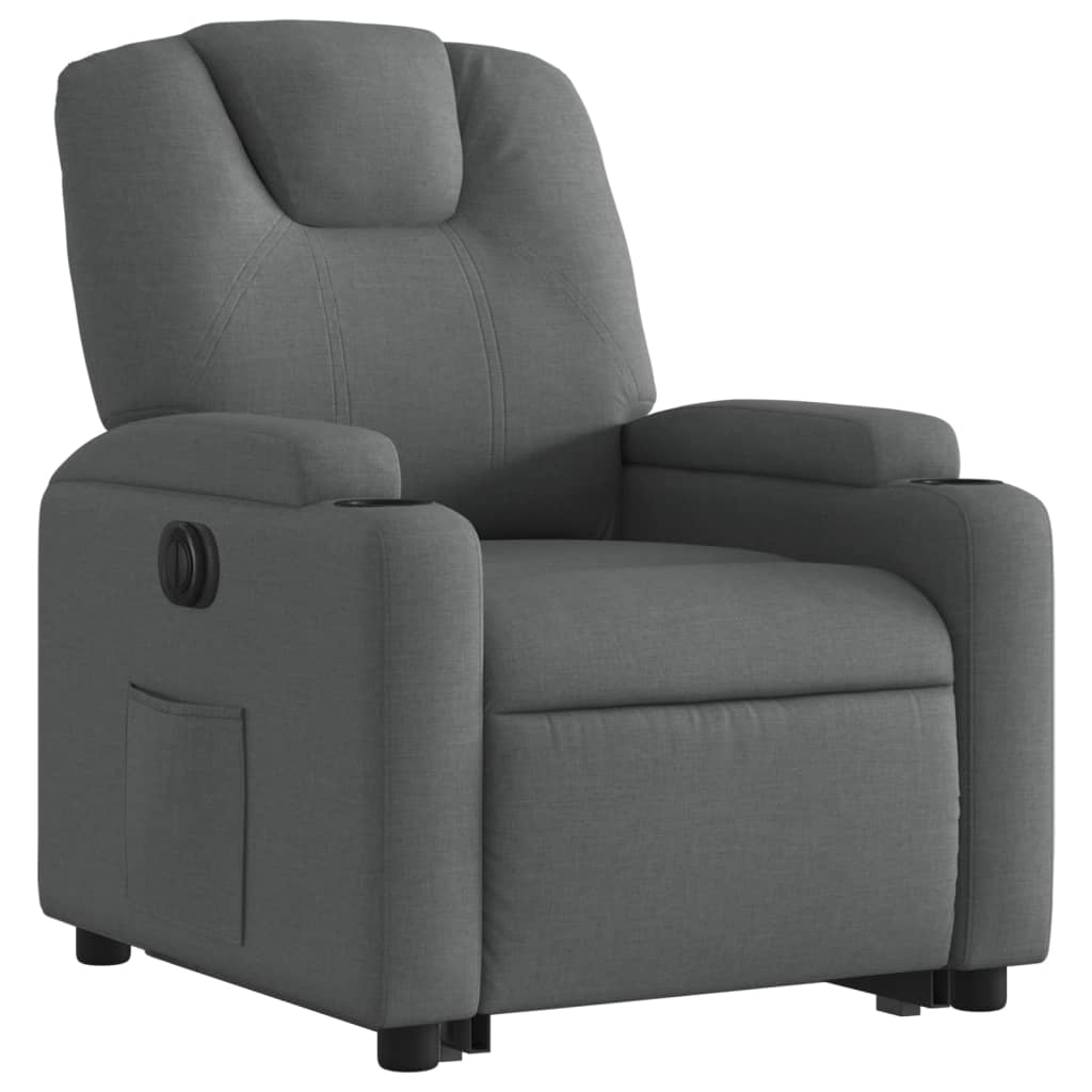 Fotoliu electric rabatabil cu ridicare, gri închis, textil