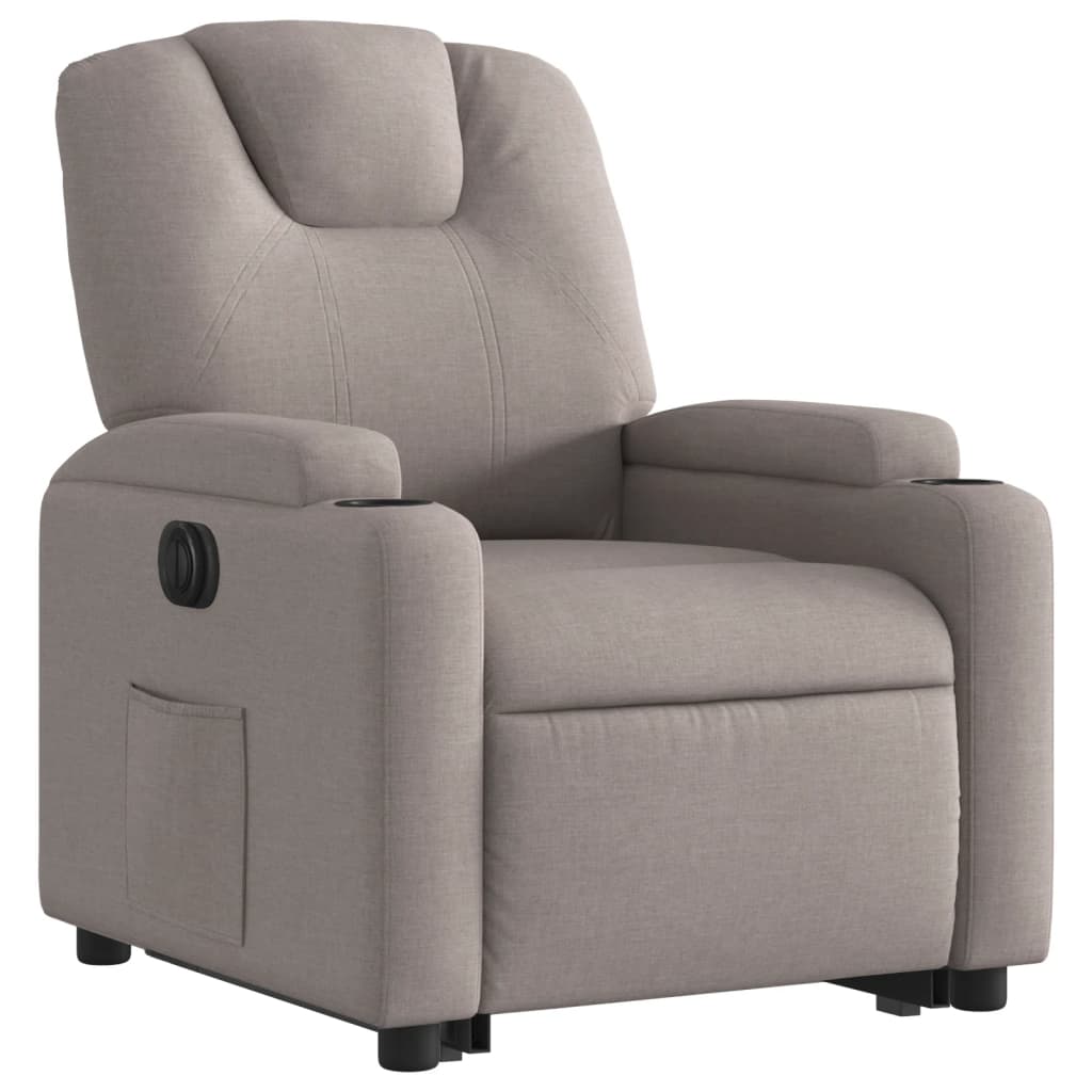Fotoliu electric rabatabil cu ridicare, gri taupe, textil