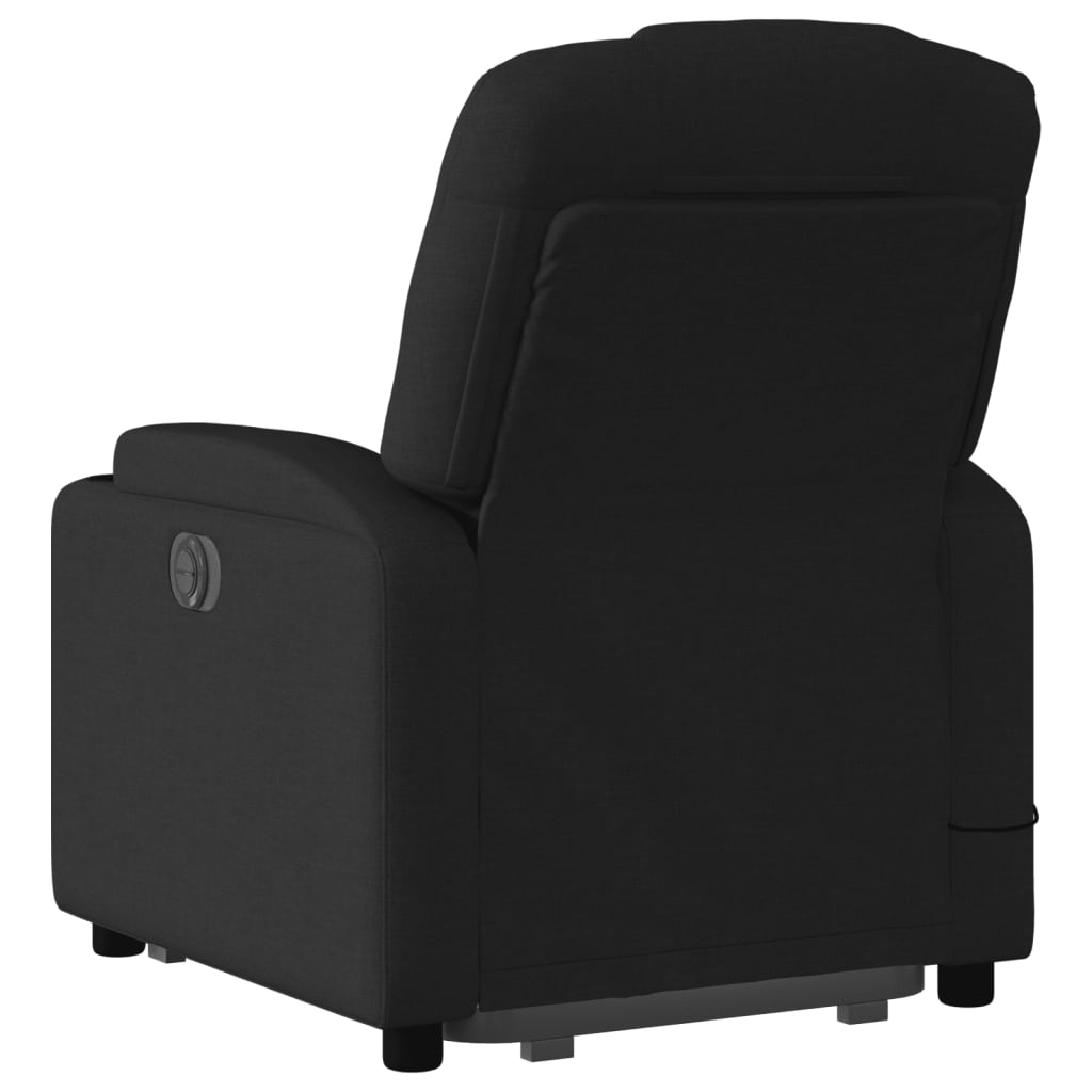Fotoliu electric de masaj rabatabil cu ridicare, negru, textil
